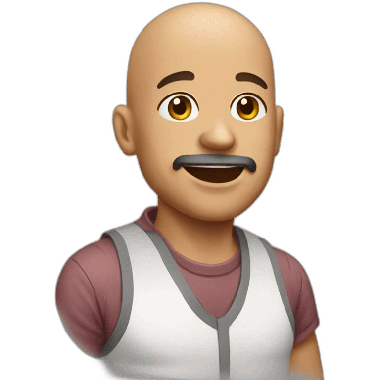 Bald man 41 year old eating meat  emoji