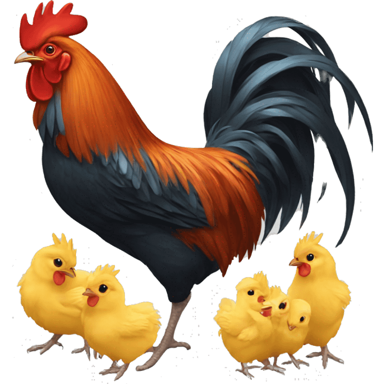 rooster with chicks emoji