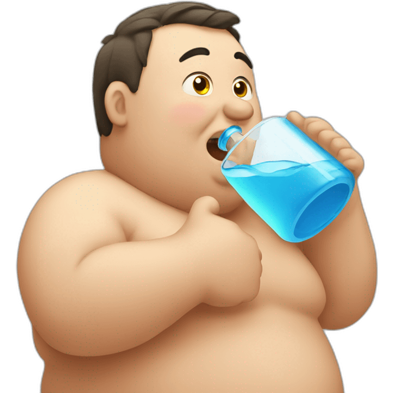 Fat man drinking water emoji