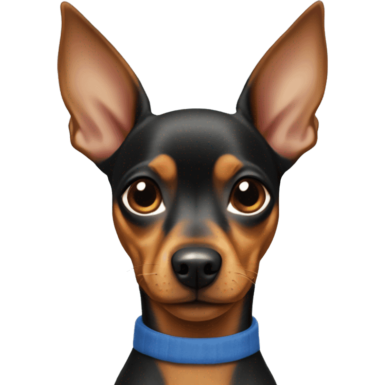 Miniature Pinscher wearing a blue shir emoji