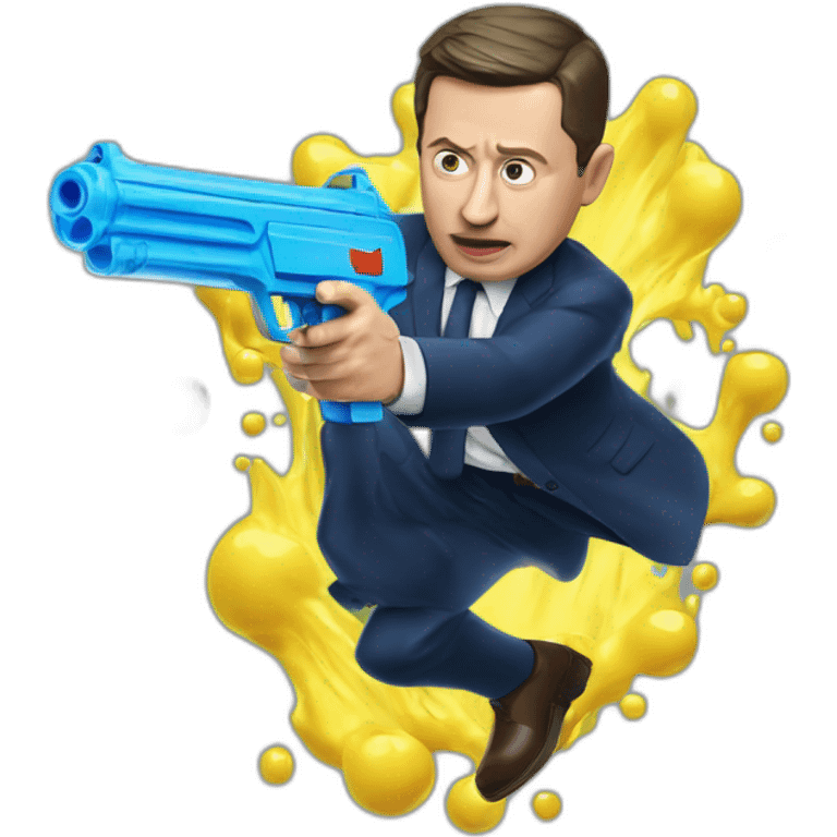 President Zelensky shoots from a water pistol emoji