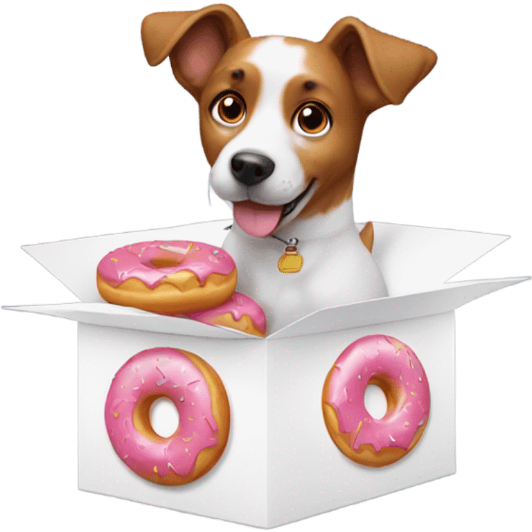 Dog with box of donuts  emoji