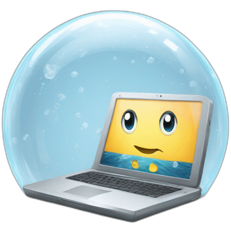 laptop in a crystal bubble emoji