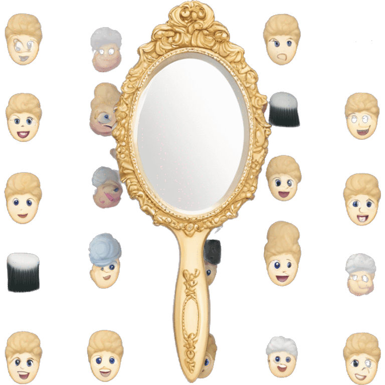 Marie Antoinette style brush and mirror emoji