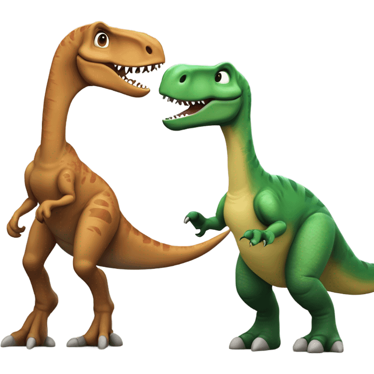 Dinosaurs kissing emoji