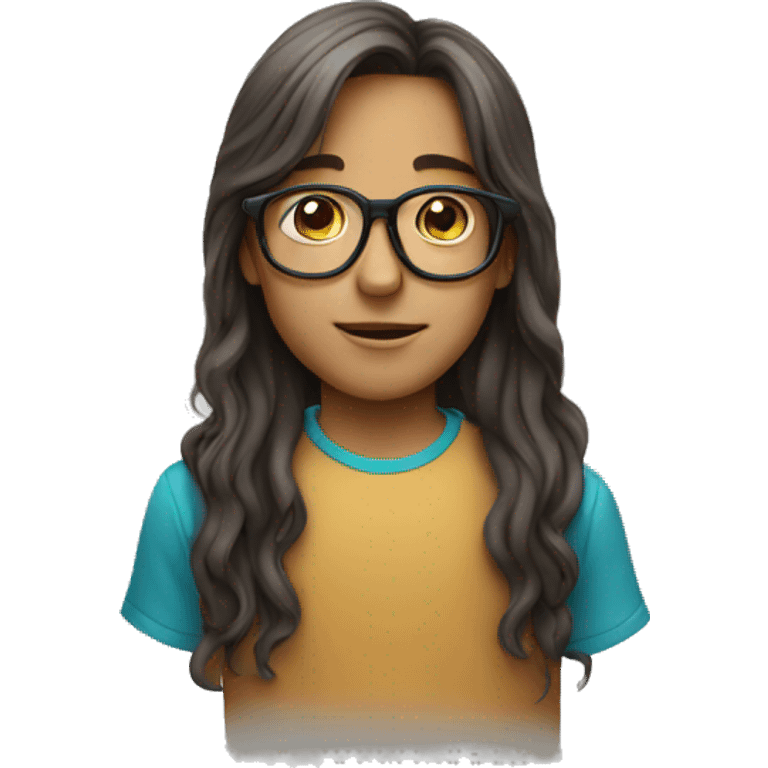 Kid with long hair and glasses  emoji