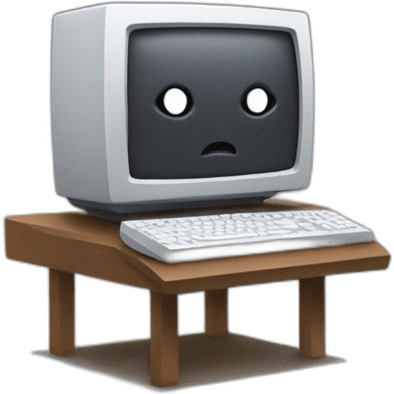 Computer with a face, arms and legs emoji