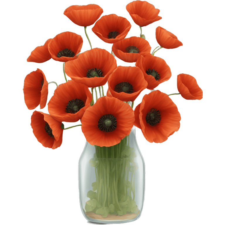 10000000 Poppies in a clear glass vase emoji