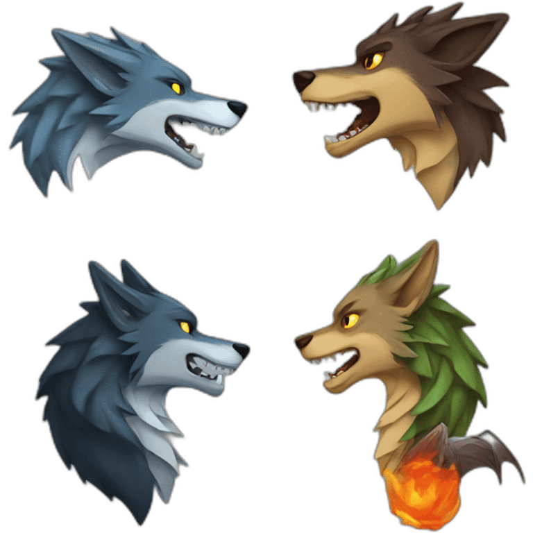 wolf vs a dragon emoji