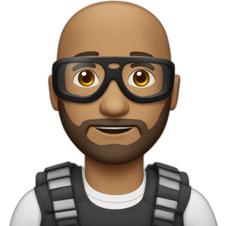 brown bald guy with black goggles with beard emoji