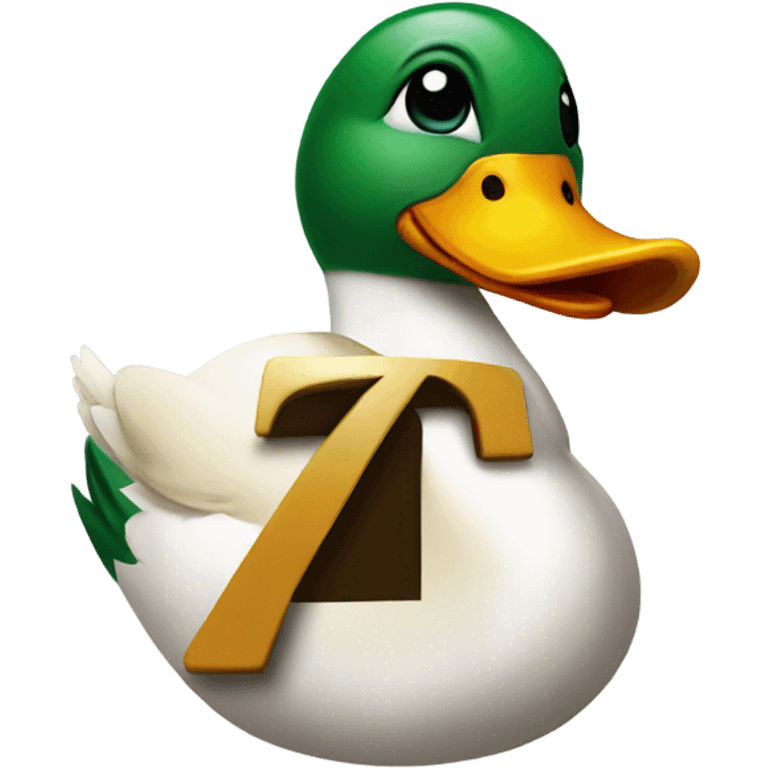 Duck holding a number 7 emoji