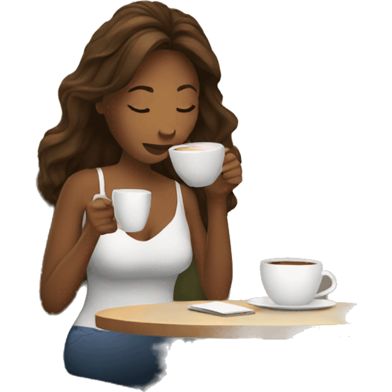 Woman reading while drinking coffee emoji