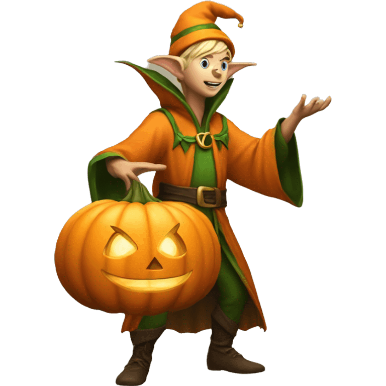 pumkin elf male casting a spell emoji