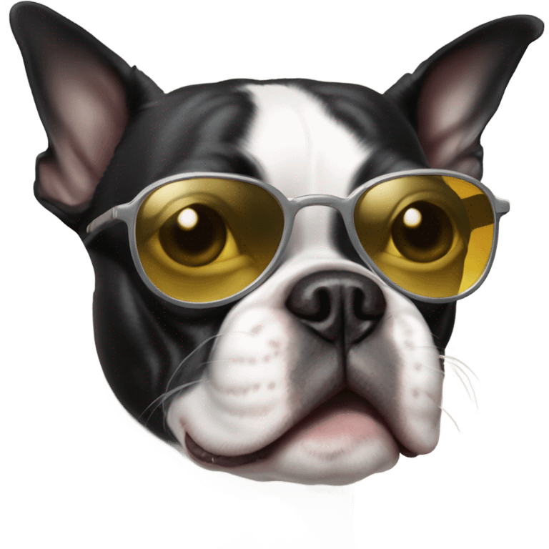 Boston terrier wearing sunglasses emoji