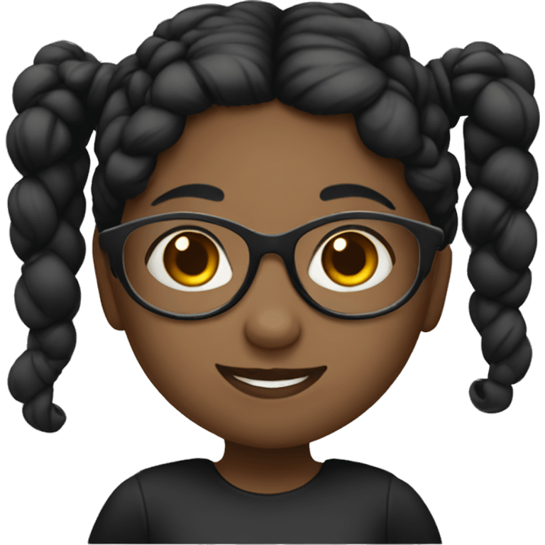 Black high pigtails girl with glasses emoji