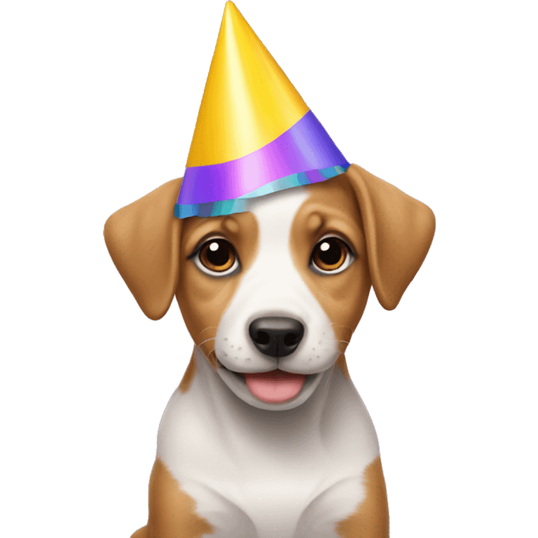 Puppy with a party hat and streamers emoji