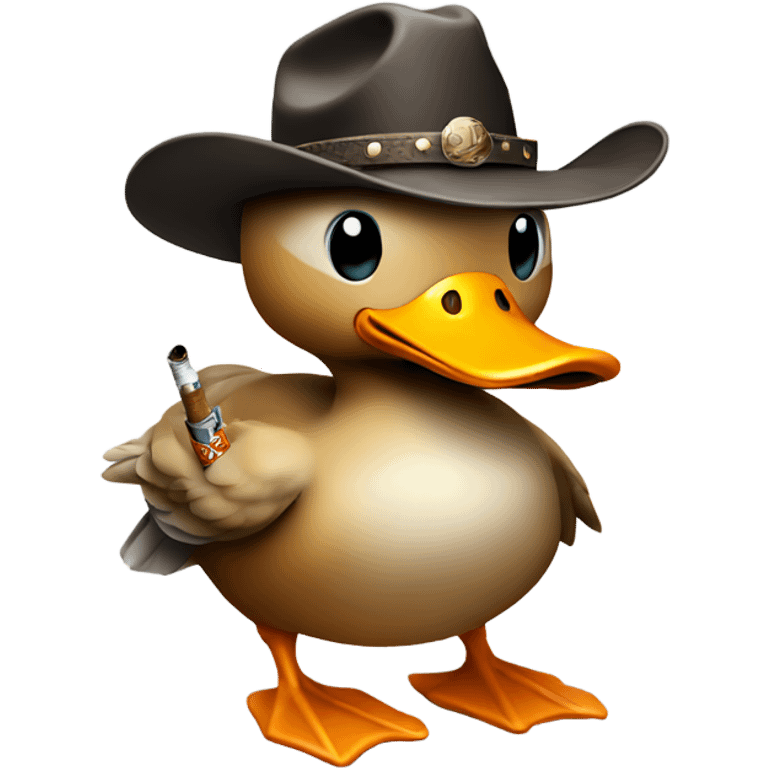 Duck wearing a cowboy hat smoking a cigarette  emoji