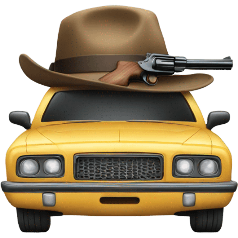 Car wearing a hat with a gun  emoji