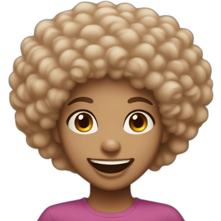 Light skin girl afro orange laugh emoji