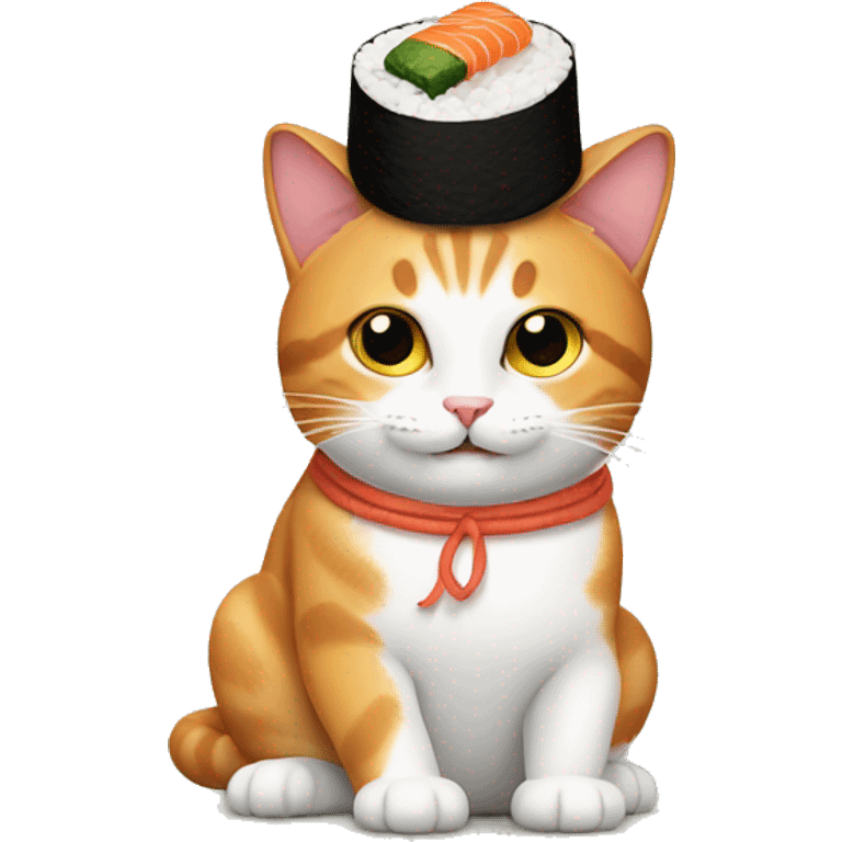 cat wearing sushi as a hat emoji