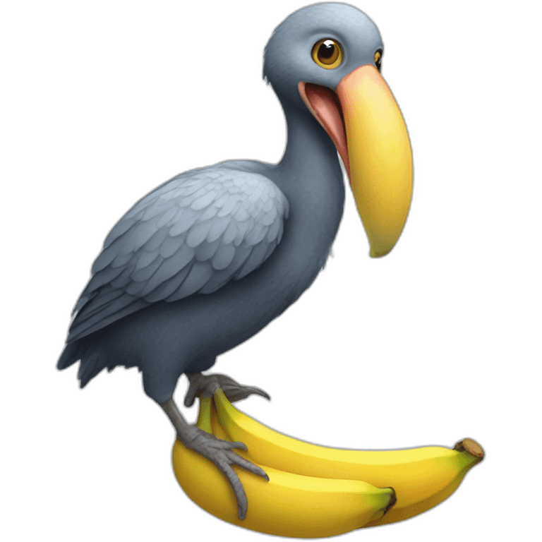 Bird Dodo holding a banana in his beak emoji