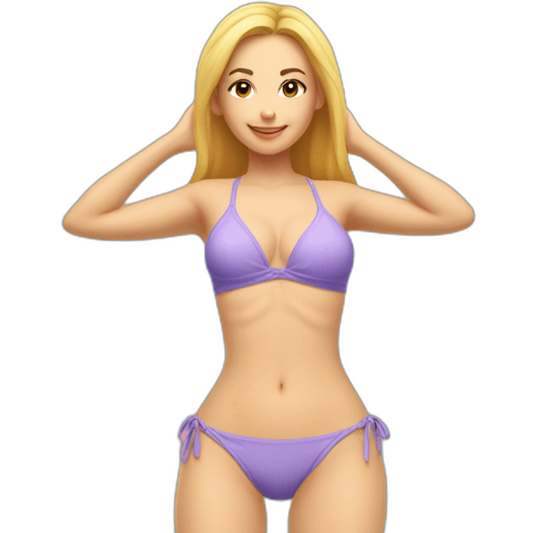 Slim-fit Caucasian woman bikini cute (beach body) bed emoji