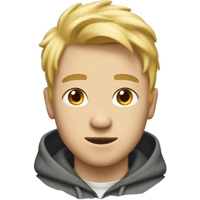 college boy with blonde hair wearing a hoodie emoji