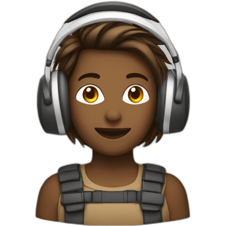 Personne cheveux brun couleur de pot blanche avec un casque audio sur la tête emoji