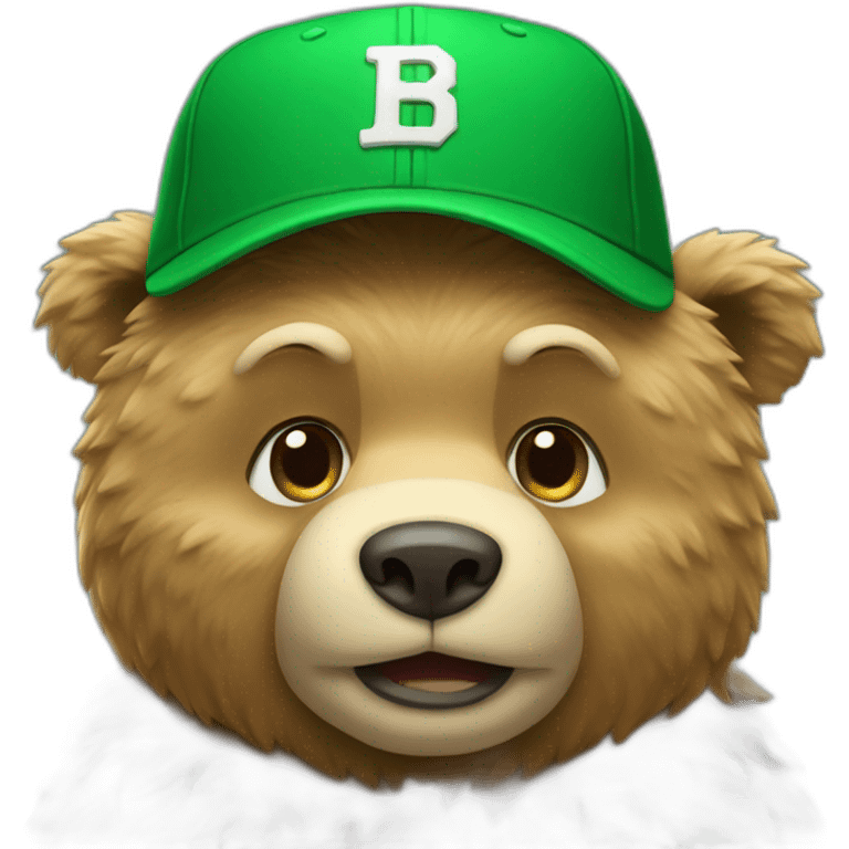 Bear wearing a green baseball cap emoji