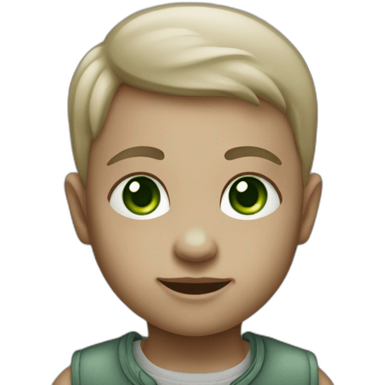 WhatsApp infant emoji with grey skin and green eyes and no hairs emoji