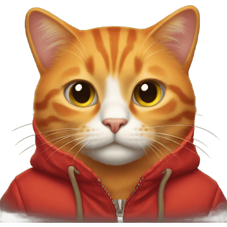 Orange cat with a red jacket emoji