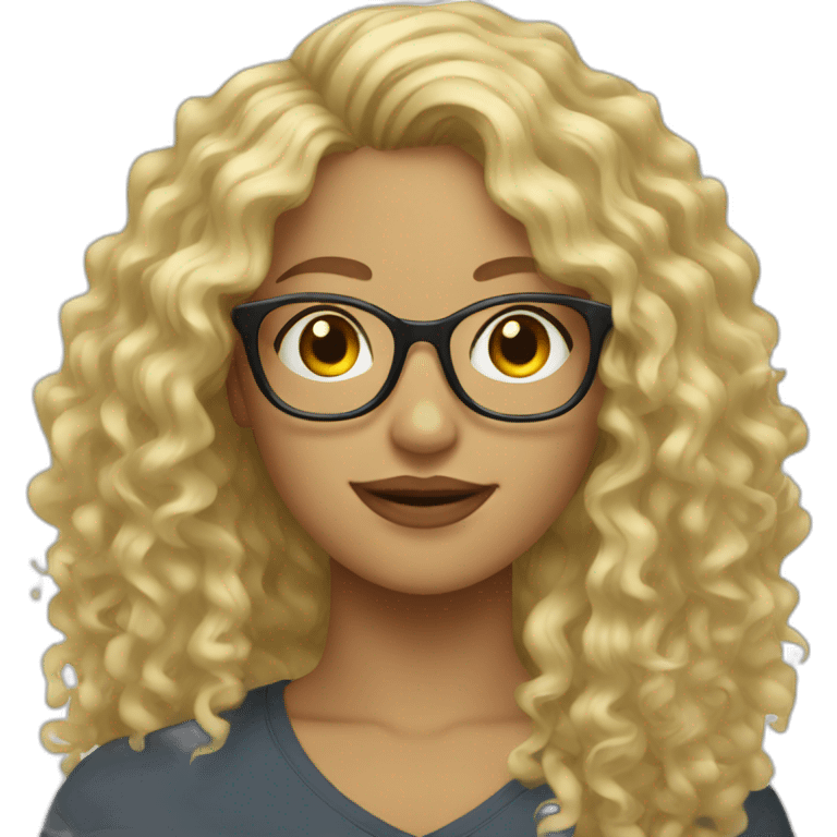 blond curly young woman with glasses emoji