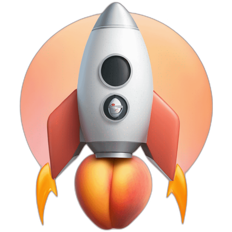 A space rocket in shape of a peach with a C letter logo inside emoji