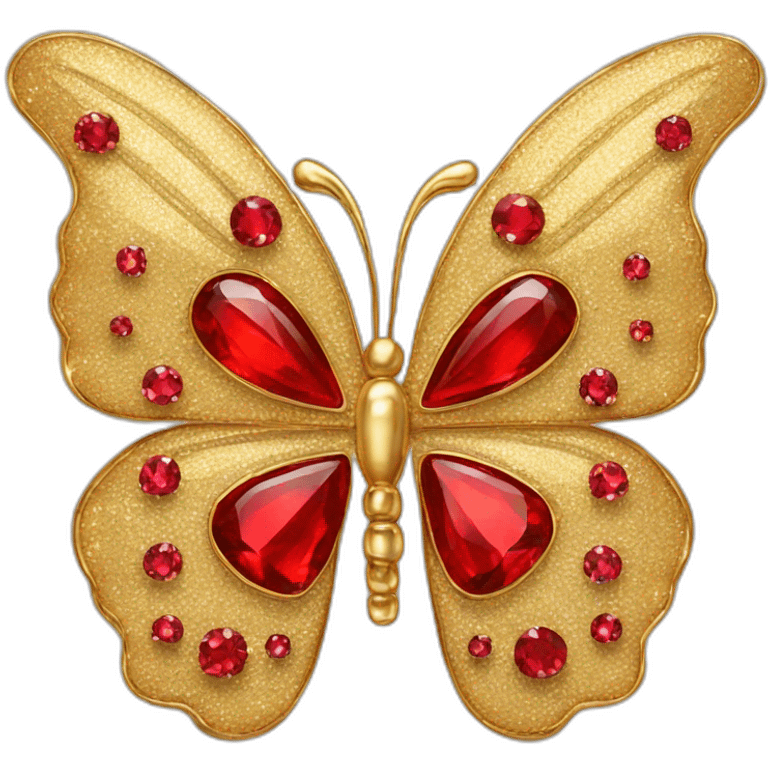 gold and red diamonds butterfly jewel emoji