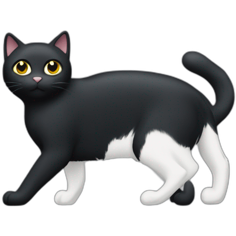 black cat with a white spot on his neck wearing a nike tech emoji