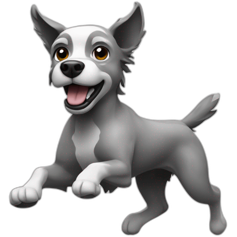 Hairy Xolo dog running, black and white emoji