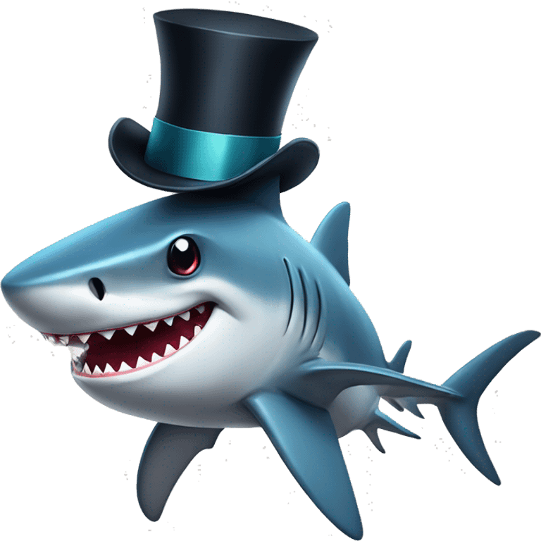 Shark with a top hat emoji