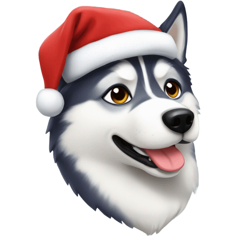 Husky with a Santa hat emoji