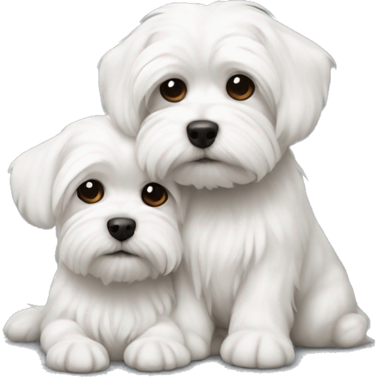 Maltese dogs cuddling  emoji