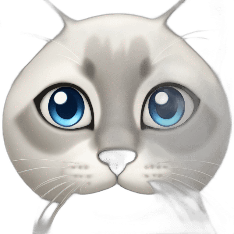 white and grey siamese cat with blue eyes emoji