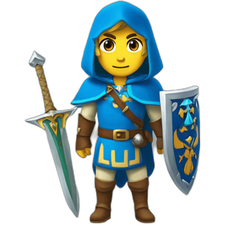 Zelda le chevalier avec une tunique bleu emoji