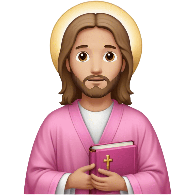 Jesus pink robe with pink bible emoji