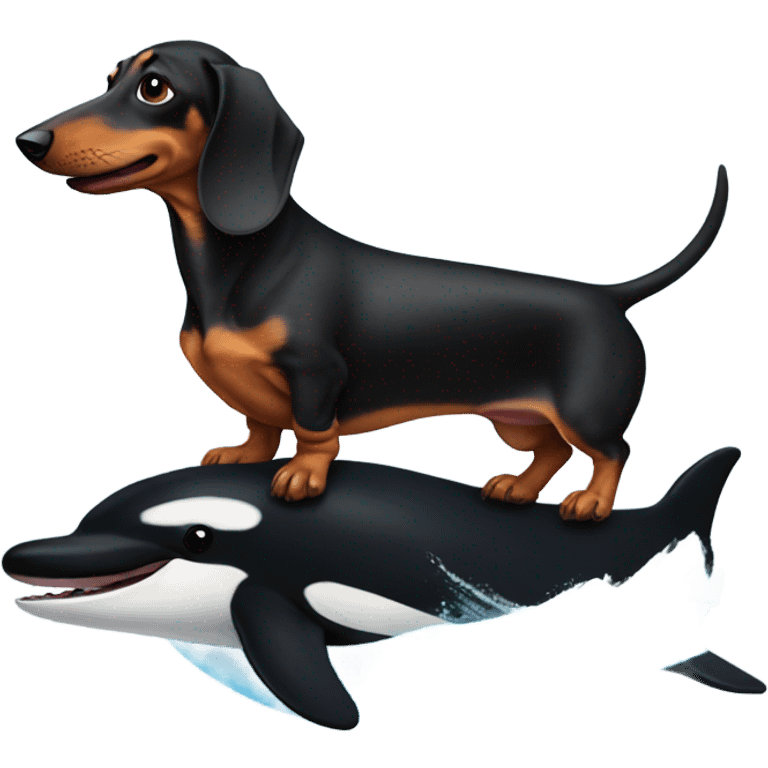 dachshund riding an orca emoji