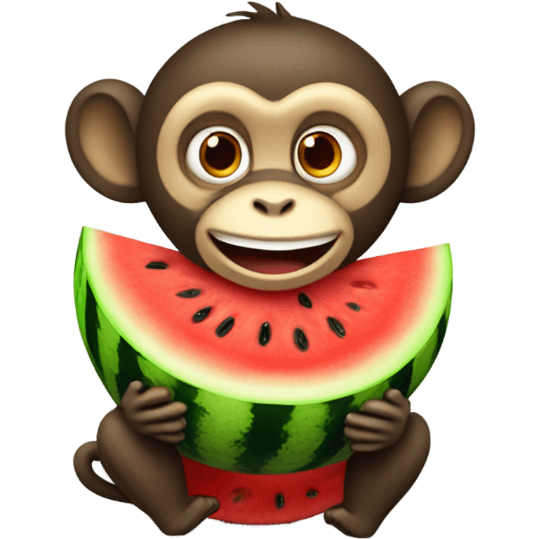 A monkey with watermelon emoji