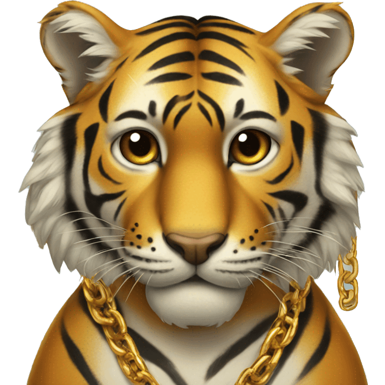 Tiger wearing gold chains emoji