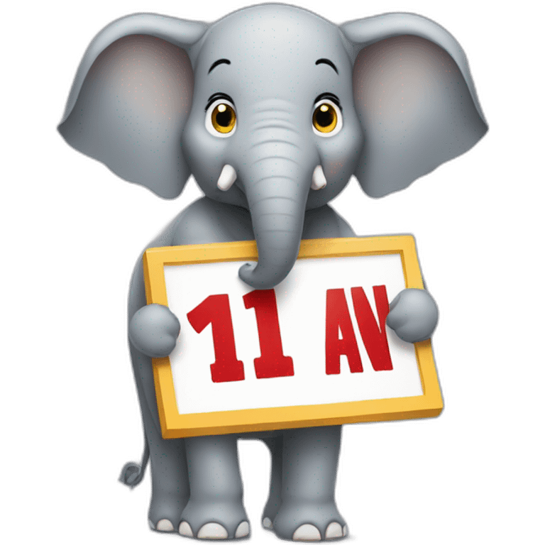 Elephant holding a big sign that says #1 Fan emoji