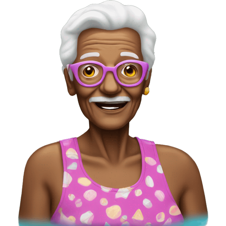 80 year old  at a pool party emoji