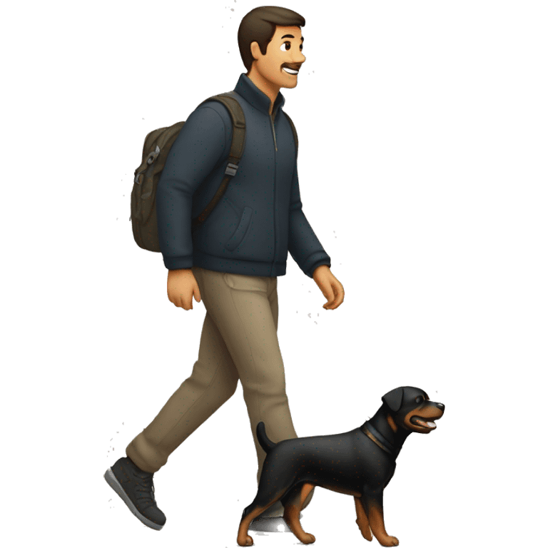 man waling rottweiler, going left emoji