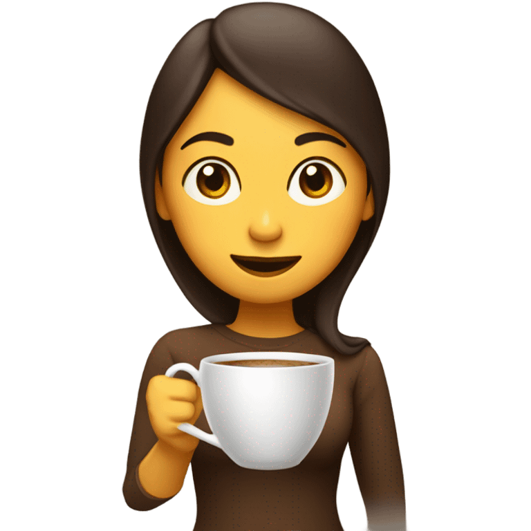 Chica morena con un cafe emoji