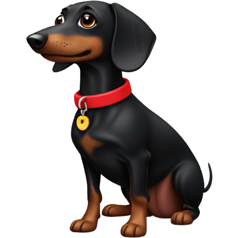 Black wiener dog with red collar  emoji